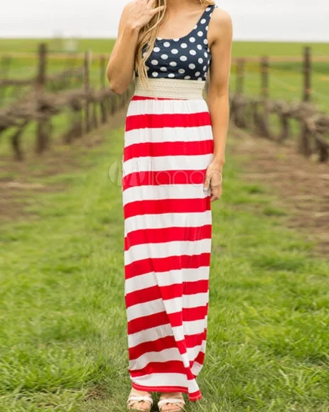 knee length dresses for ladies Plus Stars & Stripes Cami Maxi – Patriotic Style with a Flowy Fit – Ranch  Mart main image 0